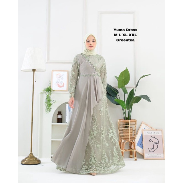 Permata Olshop / Yuma Dress NF / Gamis Kebaya Lebaran / Gamis Pesta Mewah