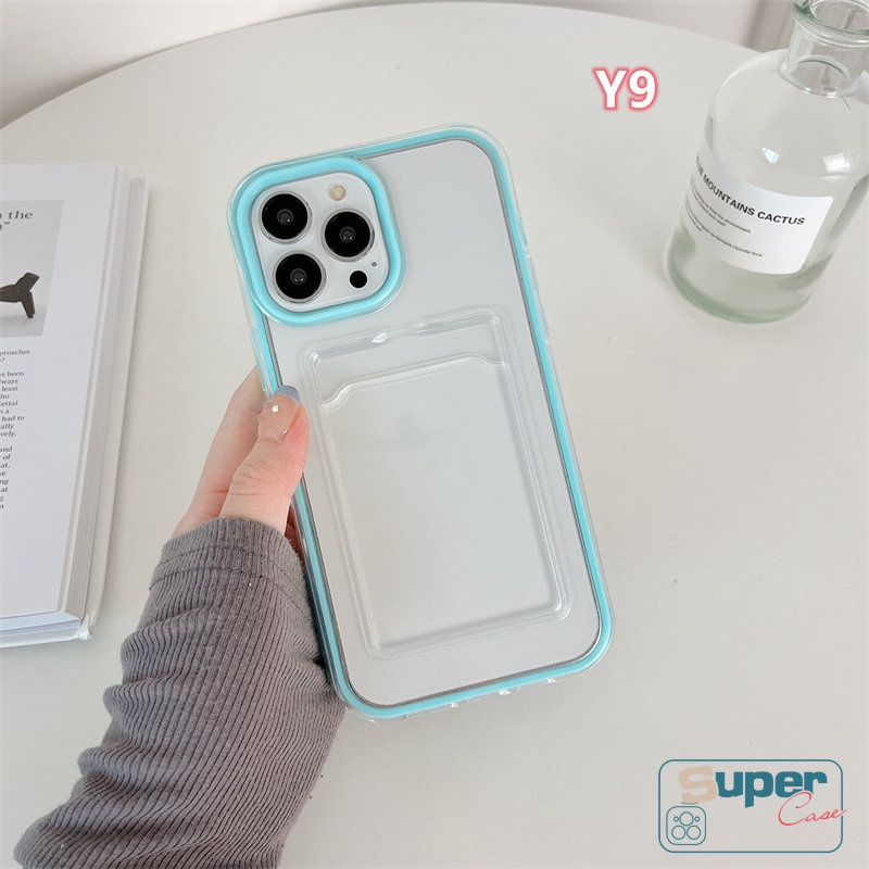 3in1 Soft Case Dompet Kartu Warna Macaron Untuk iPhone 11 12 13 14 Pro MAX 6 6S 7 8 Plus XR X XS MAX SE 2020