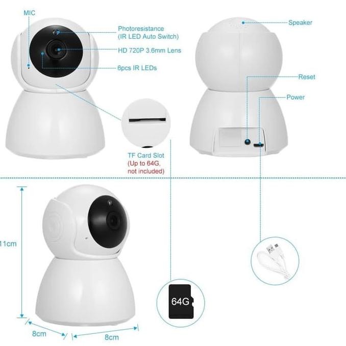 IP Camera Cctv Snowman V380  Wifi Q7s  1080 HD  Wireless 360° View Ip Cam