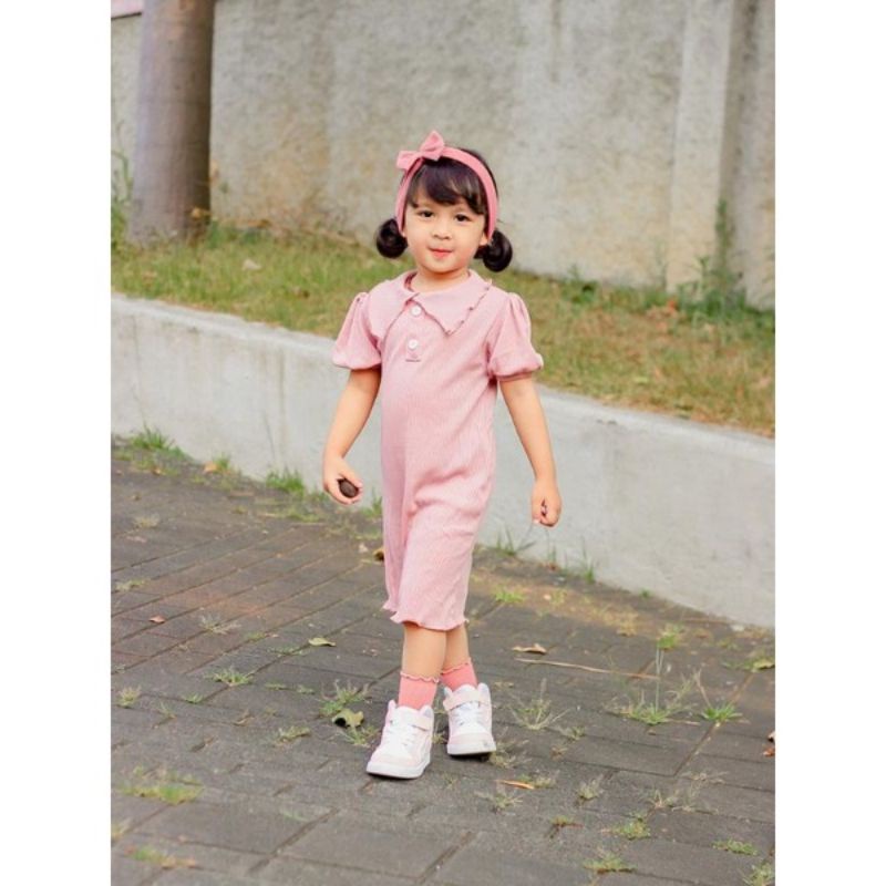 Long Dress Amanda Knit Anak Perempuan 2-5 Tahun / Dress Rajut Rib Knit Lengan Pendek Stretchy 2-5 Tahun