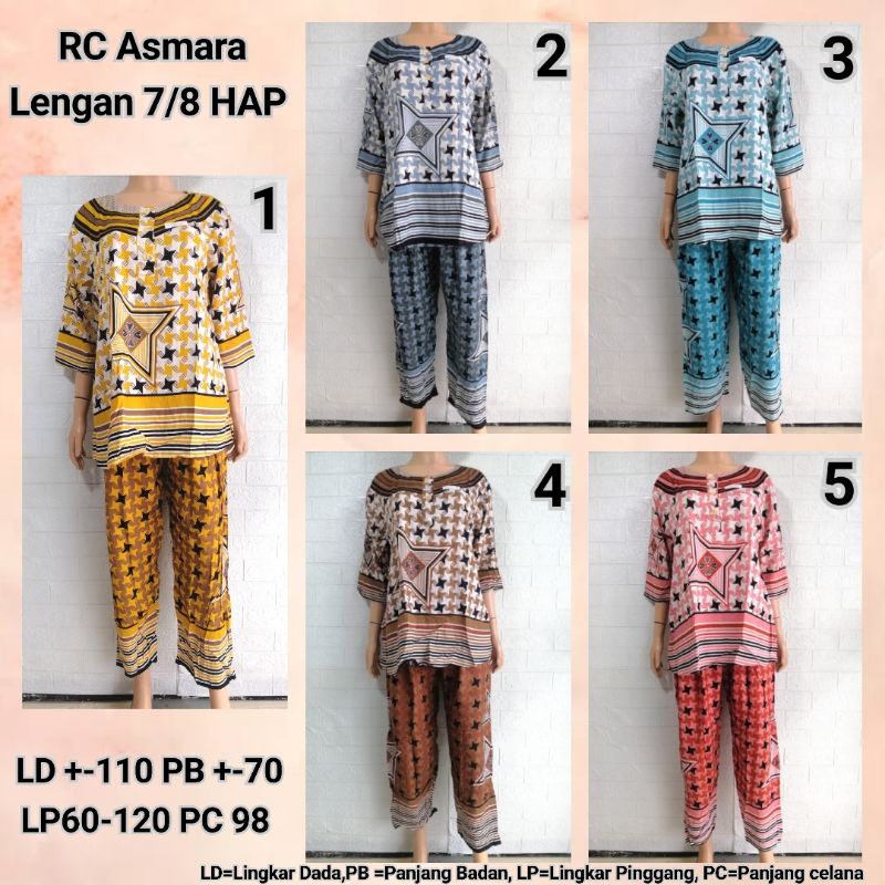 Setelan RC Asmara Lengan 7/8 HAP Adem Busui Friendly Piyama BU TEJO KLPTR + TMPR