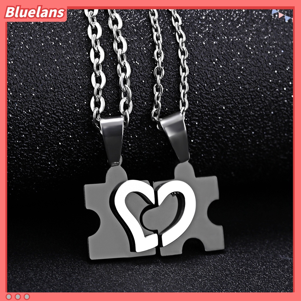 [Bayar Di Tempat]Baru! Kalung Couple Bahan Stainless Steel Dengan Liontin Hati