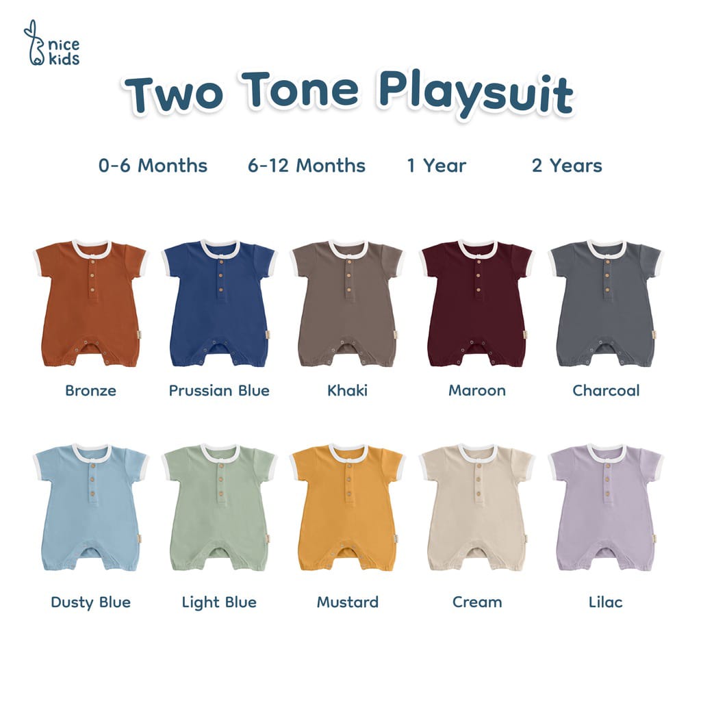 Nicekids - Two Tone Bloomer Playsuit Bayi / jumper Bayi &amp; Anak Unisex