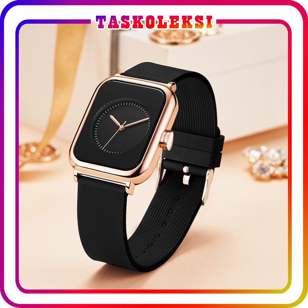 ☛TK☚ Jam Tangan Wanita Santai Mode Tali Silikon Display Kuarsa Simple Dial Anti Air Jam Tangan Cewek jt049