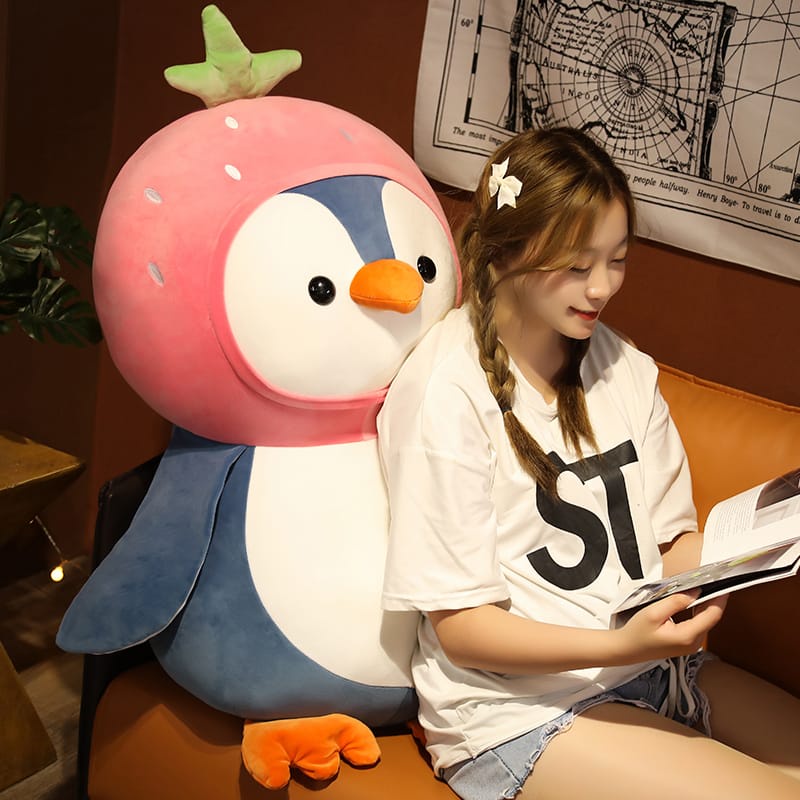 Boneka Penguin Kostum Buah  Bahan Halus dan Lembut