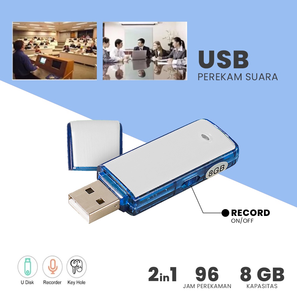 USB Flashdrive Sound Voice Recorder Flashdisk Perekam Suara - 8GB - OMFD1EWB WhiteBlue