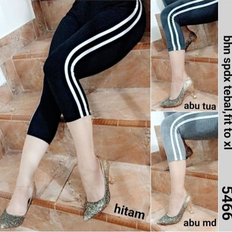Legging 7/8 Wanita Premium Import List 2 Putih Fit S-XXL  / Celana Legging 7/8