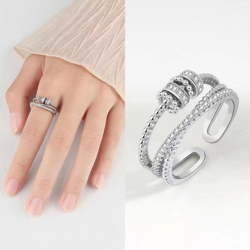 Cincin Multilayer Bahan Tembaga Alloy Adjustable Untuk Wanita