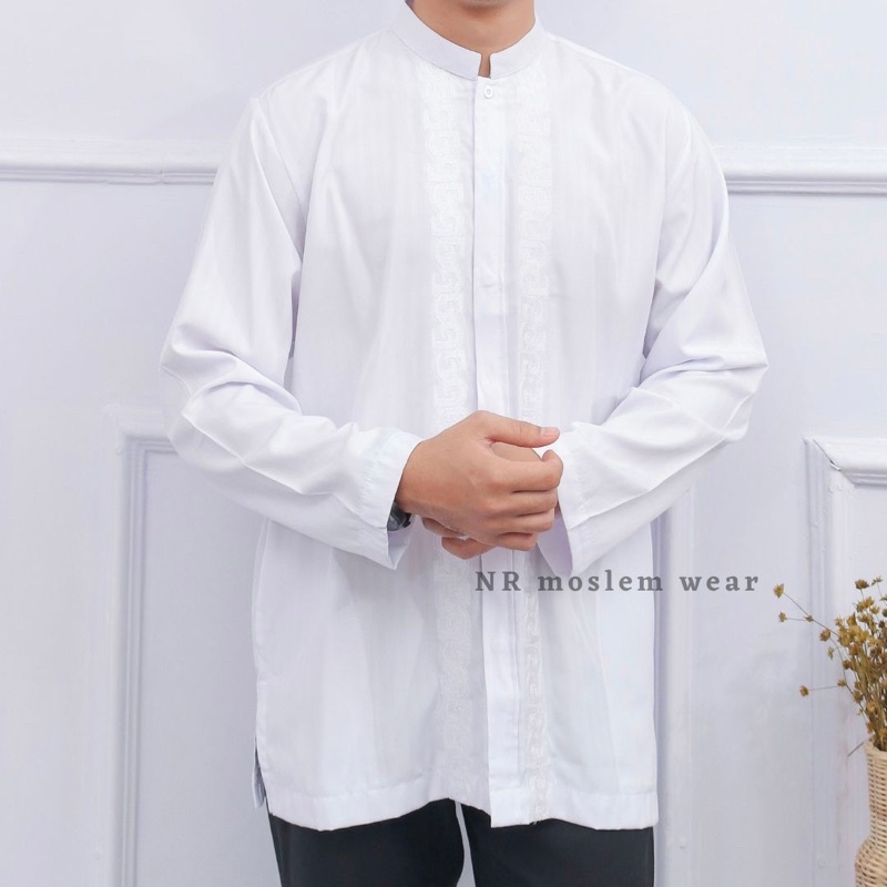 BAJU KOKO DEWASA KATUN PUTIH BERSIH , BAJU KOKO DEWASA LENGAN PANJANG , kode KZ