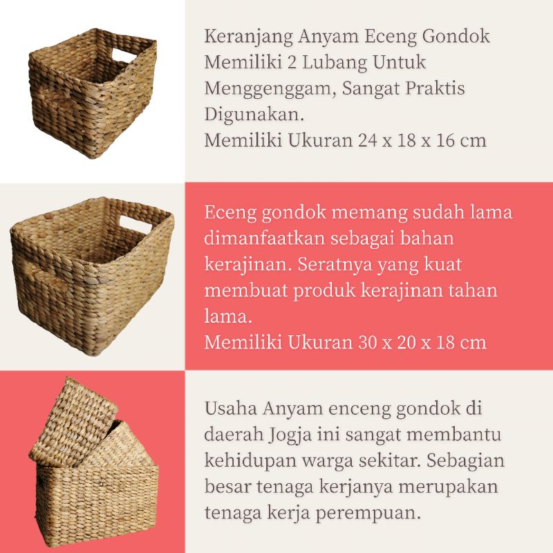 Storage Box Eceng Gondok Kotak Serbaguna Box Penyimpanan