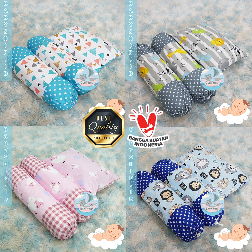 Set Bantal Guling Bayi Lebih Besar dan Banyak Kombinasi Motif / Sarung Bantal Bisa Dilepas / Free Tas Mika