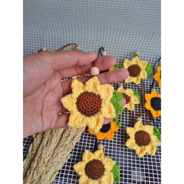 Gantungan tas matahari/ gantungan kunci matahari/ Amigurumi matahari/ bunga matahari rajut/ gantunga