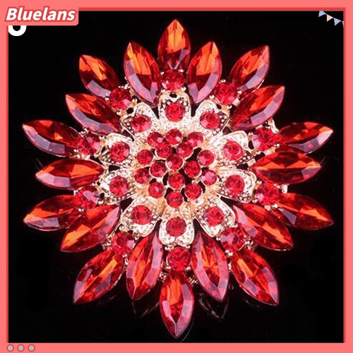 Bluelans Women Fashion Shiny Alloy Rhinestone Flower Wedding Bridal Bouquet Brooch Pin