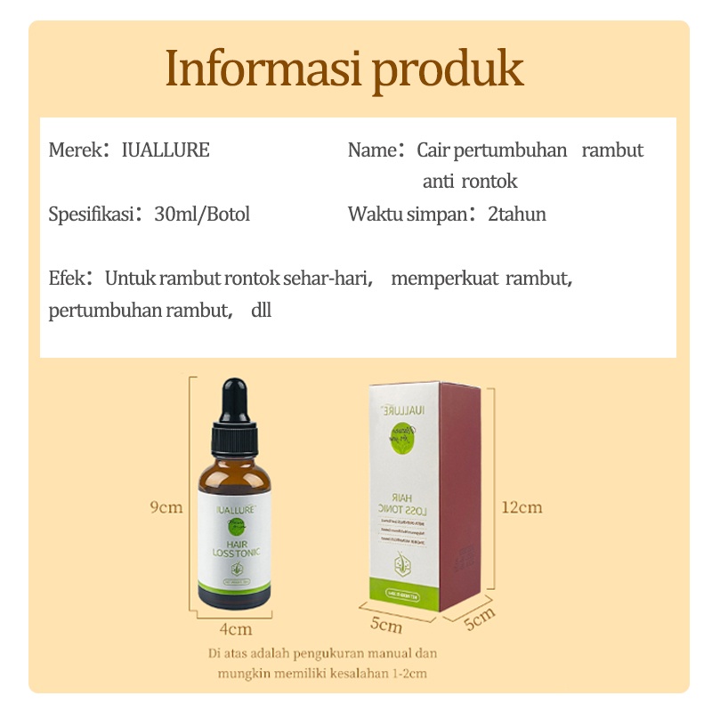 Hair growth serum Penumbuh rambut botak 30ml hair treatment Pertumbuhan rambut cepat, penebalan dan penebalan, anti kebotakan, untuk pria dan wanita