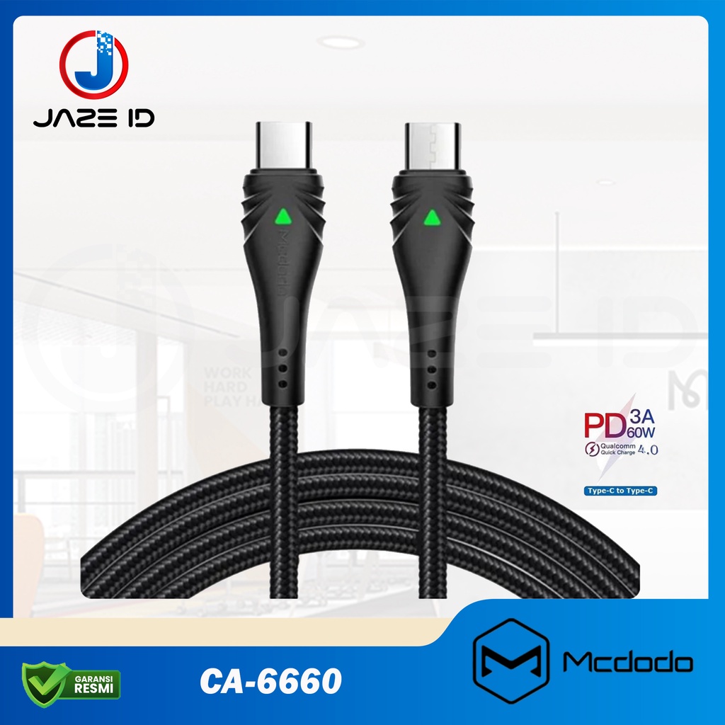 MCDODO CA6660 Cable Kabel Data LED Type C To C PD Fast Charging 60W 3A