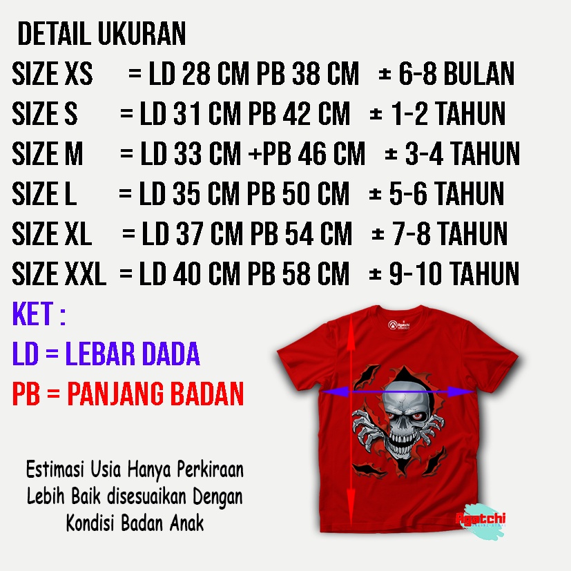 Baju Kaos Atasan Anak Laki - Laki Motif Skul - FR