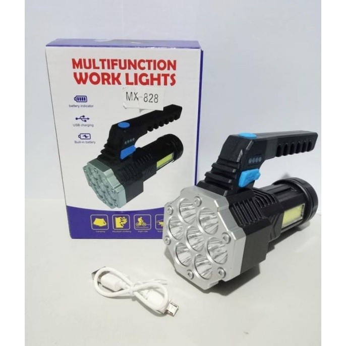 COD SENTER SOROT MULTIFUNGSI WORK LIGHTS MX-828 LED 7 SENTER  TANGAN CHARGER USB PORTABLE MX-828 4 MODE