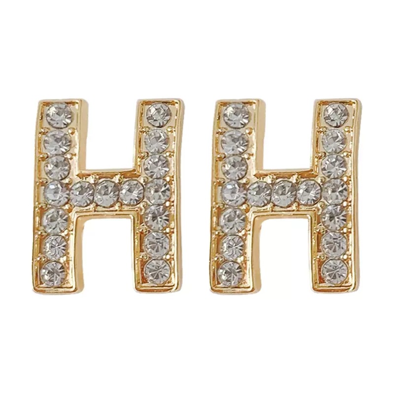 Mhang Anting Tusuk Sterling Silver 925 Desain Huruf H Hias Zircon Untuk Wanita