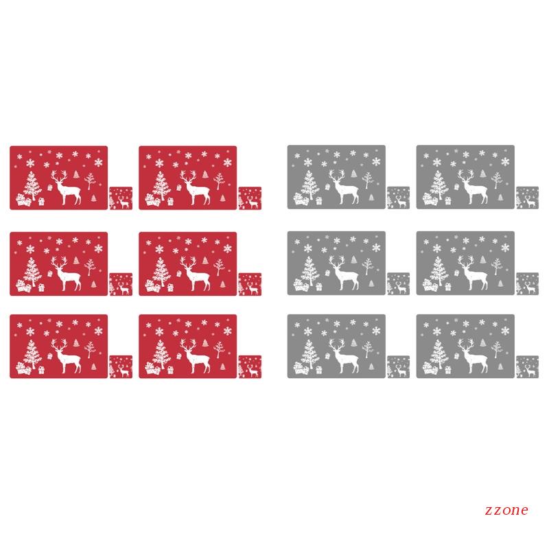 Zzz 6pcs / Set Tatakan Piring Motif Print Rusa / Snowflake Natal Anti Slip / Air Dapat Dicuci