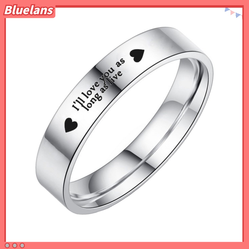 Cincin Pasangan Bahan Titanium Steel Desain I Will Love You As Long As Live Untuk Hadiah Pernikahan