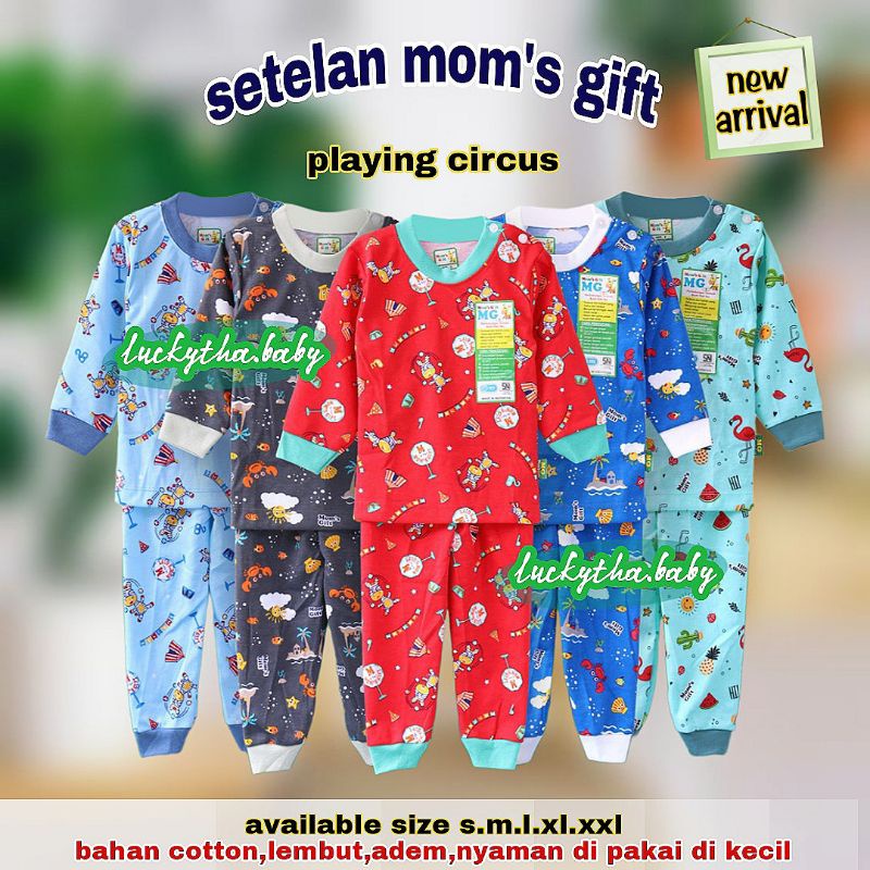 setelan panjang anak mom's gift motif shark,pinguin,ubur-ubur,sea animal,playing circus laki-laki &amp; perempuan/ piyama baby boy and girl mom gift terbaru/ piyama anak momgif