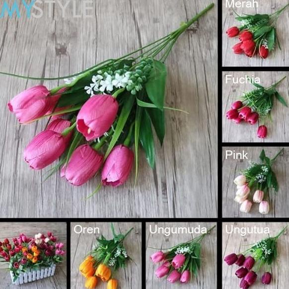 BUNGA TULIP LATEX BUNGA PLASTIK BUNGA HIAS TANAMAN ARTIFICIAL TANAMAN HIAS DEKORASI RUMAH MURAH