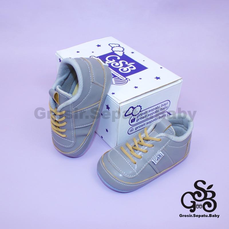 Prewalker - Sepatu Bayi - Baby Shoes | 2-12 bulan | casual MARGOM ABU polos ringan &amp; fleksibel