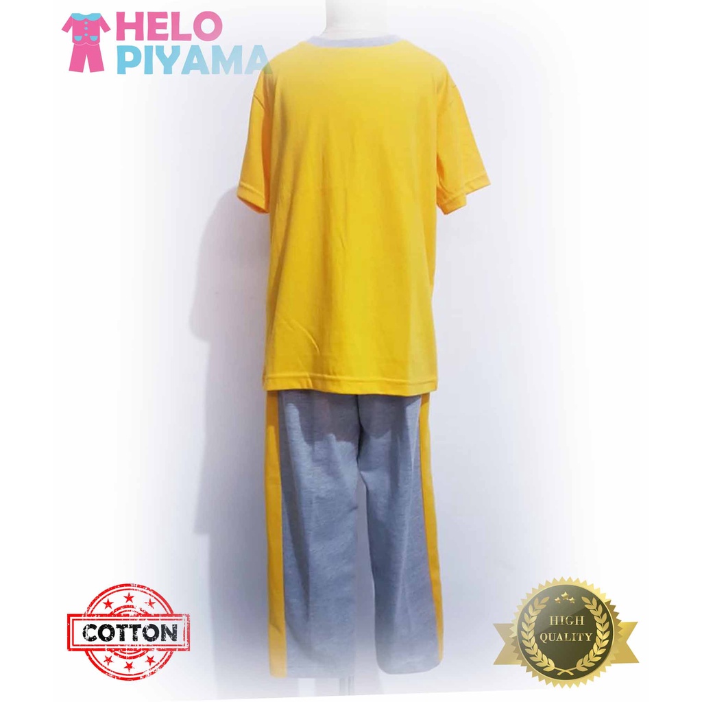 Helo Piyama - Baju Tidur Stelan Kaos Anak Cowok Kuning Polos