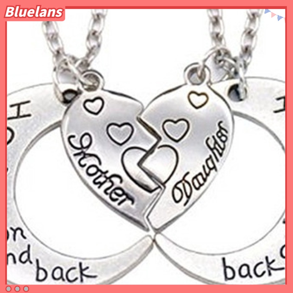 Bluelans 2Pcs I Love You to the Moon and Back Mother Daughter Heart Necklace Pendant Gift