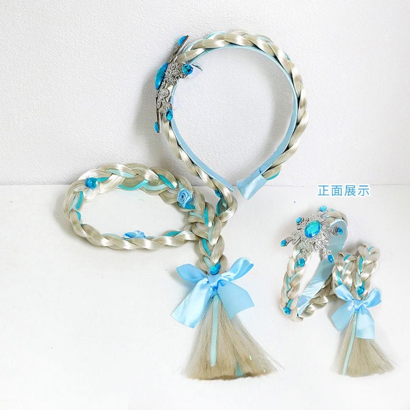 A35 Bando Anak Rambut Wig Kepang Style Princess Elsa Frozen / Bandana Anak