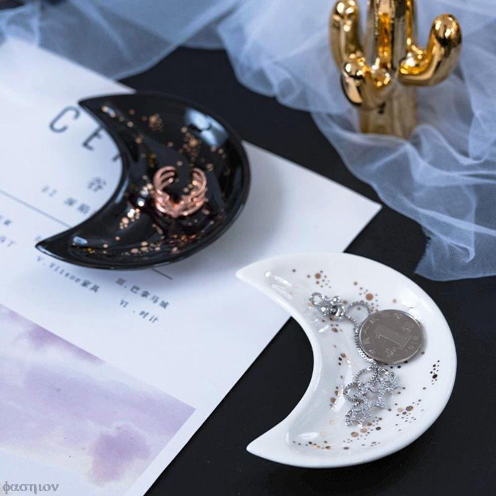 [Elegan] Perhiasan Piring Bentuk Bulan Buah Dessert Display Dekorasi Tray Penyimpanan Produk Organizer Alat Dapur Rumah Kalung Piring