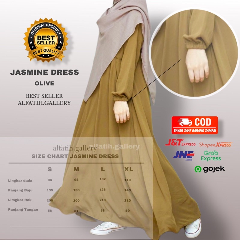 JASMINE DRESS GAMIS SYARI POLOS / GAMIS WANITA TERBARU