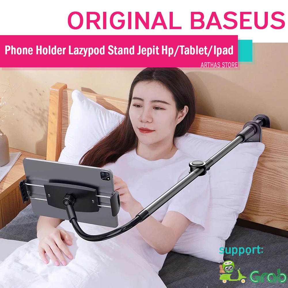 BASEUS PHONE HOLDER LAZYPOD LAZY NECK PHONE STAND JEPIT CLIP ON STAND HP BERDIRI DUDUKAN SMARTPHONE 