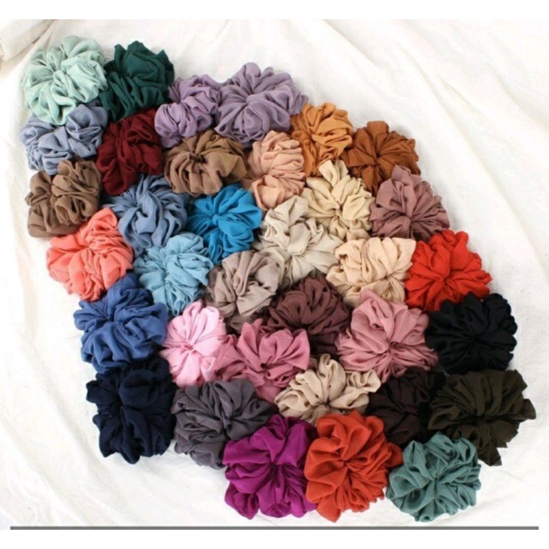 [GROSIR 10] Scrunchie Cepol Ikat Rambut Jumbo Hijab Penambah Volume Cemol Kunciran Rambut