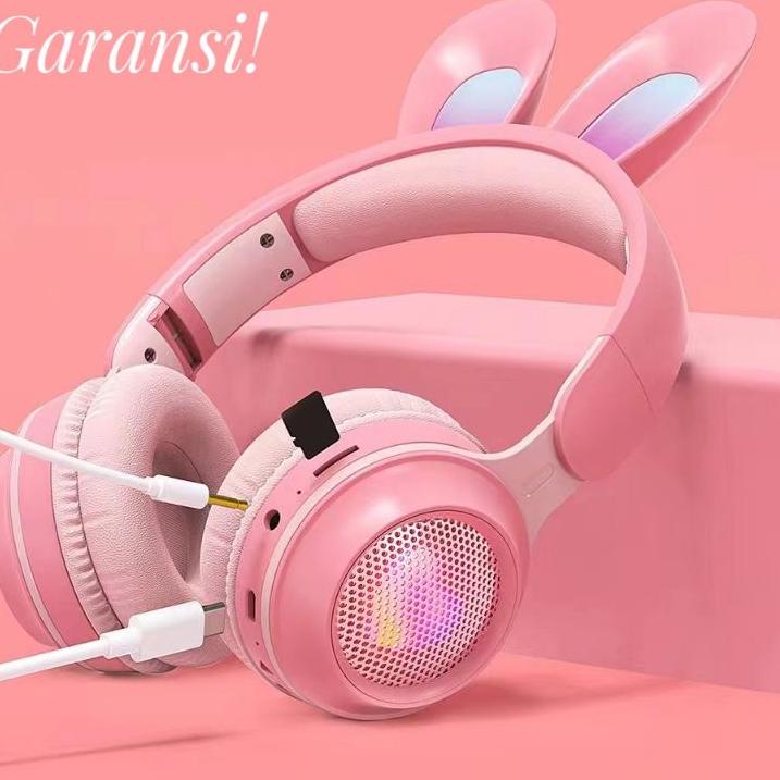 Booming Headphone Telinga Kelinci with Mic Werelles Bluethoot