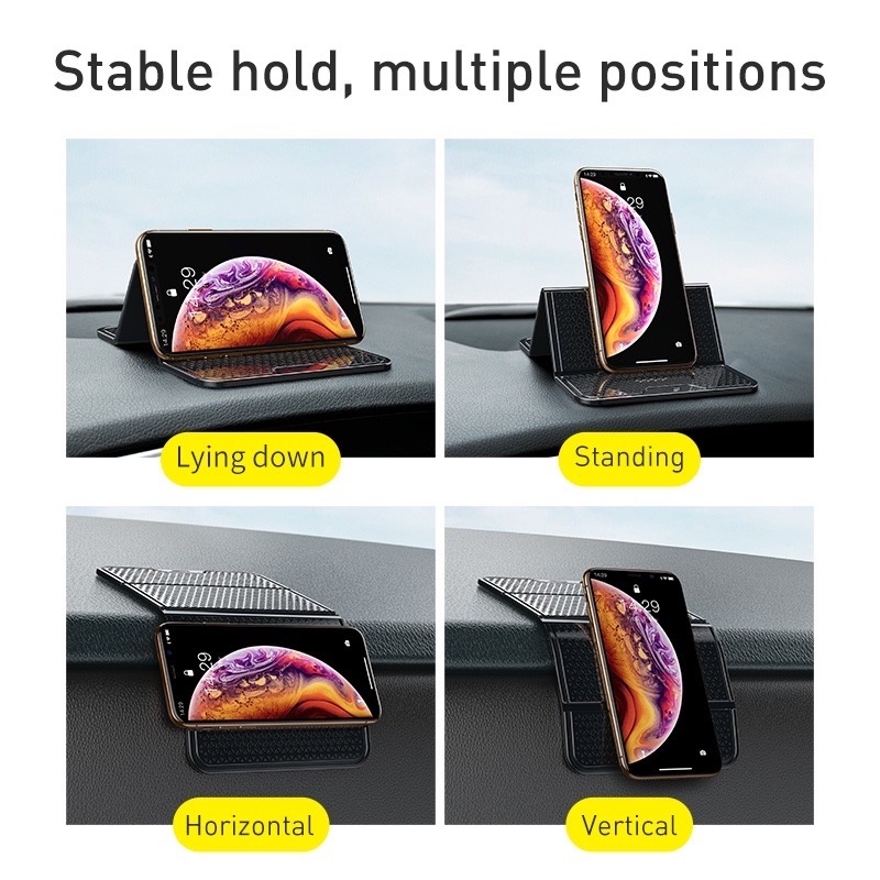 Anti Slip Pad Tatakan AntiSlip Karpet Cover Dashboard Mobil PU Anti Slip Pad/Dapat dilipat Universal Car Dashboard Non Slip Grip Sticky Pad Phone Holder Mat Anti-skid Silicone Mat Car Mat Car Interior Accessories