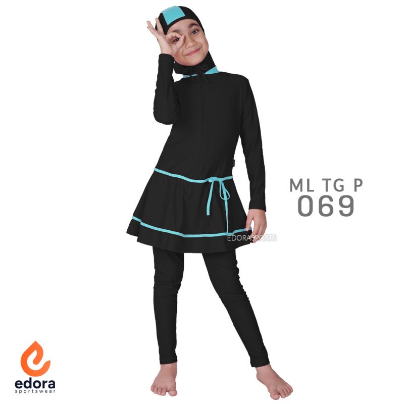 Baju Renang Anak Cewe Muslim Usia SD Kids Perempuan Muslimah EDORA