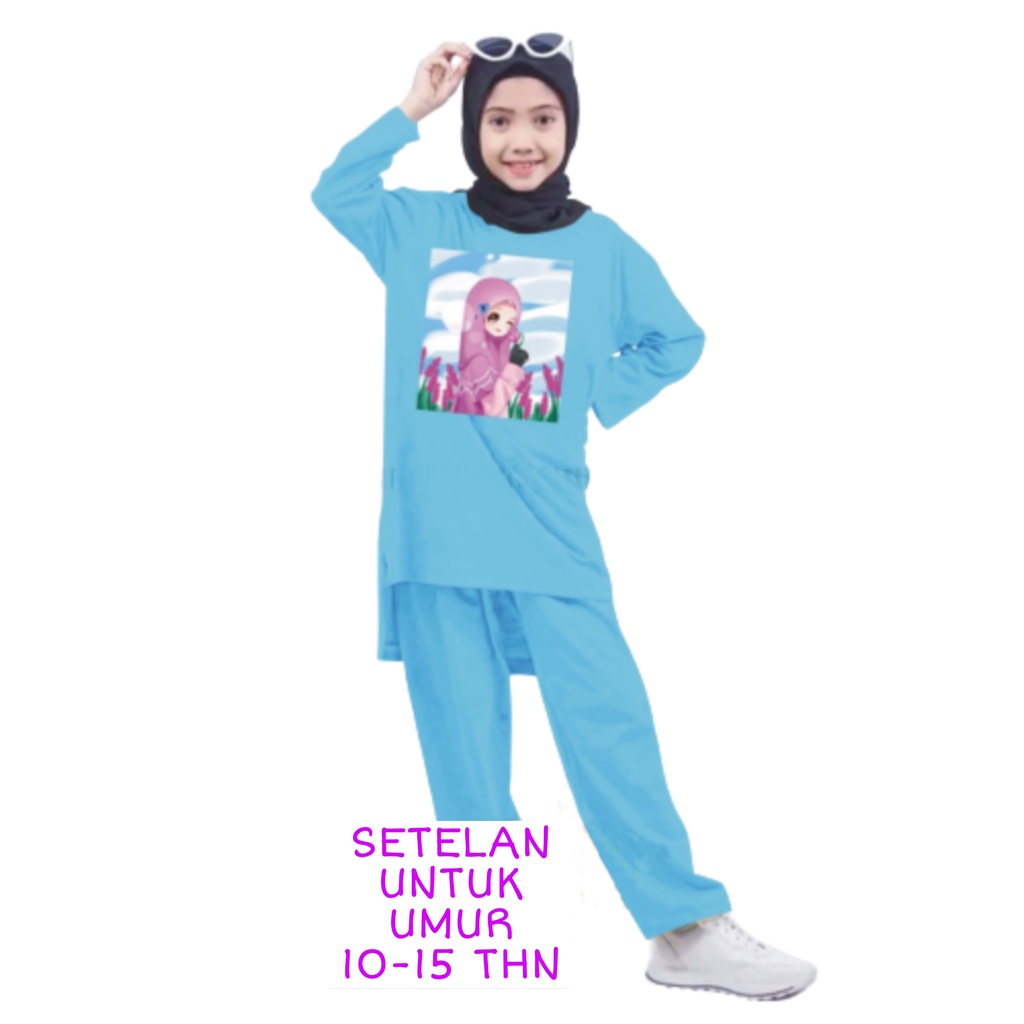 Setelan Anak Perempuan Remaja Bahan Kaos Babyterry Kaos Lengan panjang dan Celana panjang Oversixze XXL 10 11 12 13 14 15 Tahun . One Set Anak Perempuan Terbaru 2023 Viral Stelan Remaja Kekinian Setelan Baju Anak Tanggung K2