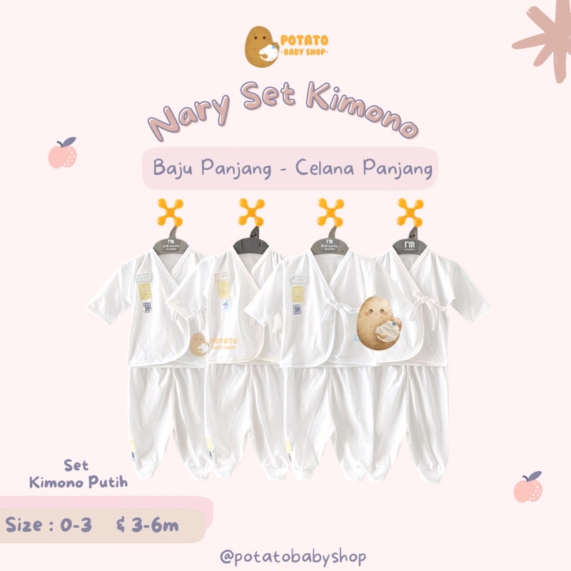 Nary Set Kimono Putih - 0-3 &amp; 3-6m
