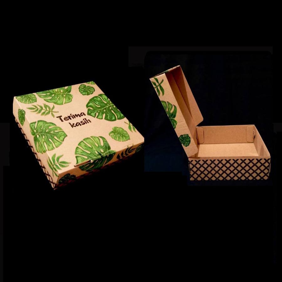 

5 Pcs Box Roti Bolu Brownies Lapis Legit Dus Roti Motif Monstera Hijau Packaging Cake Chiffon Ukuran 20x20x7 cm