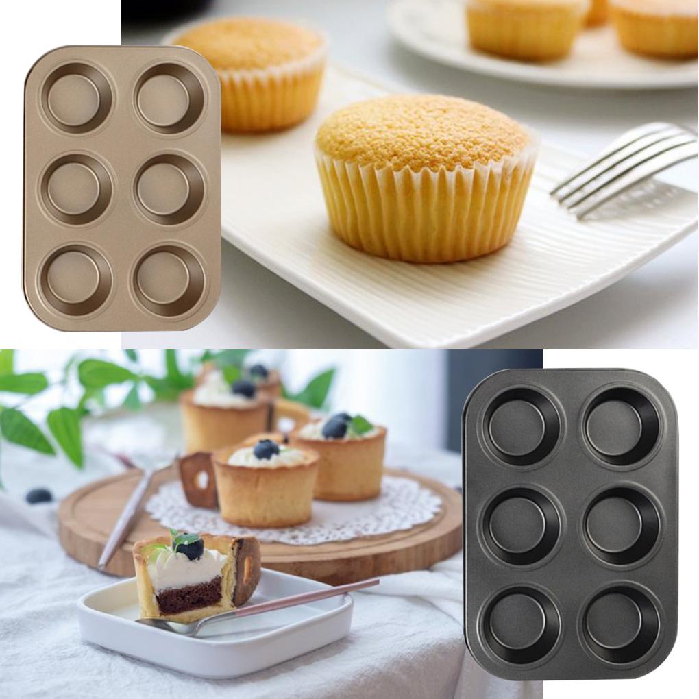 6per12gelas DIY Cupcake Baking Tray Tools Non/ -Stick Cetakan Egg Tary Baking Tray Dish Cetakan Kue Muffin Bulat Biscuit Pan Mould