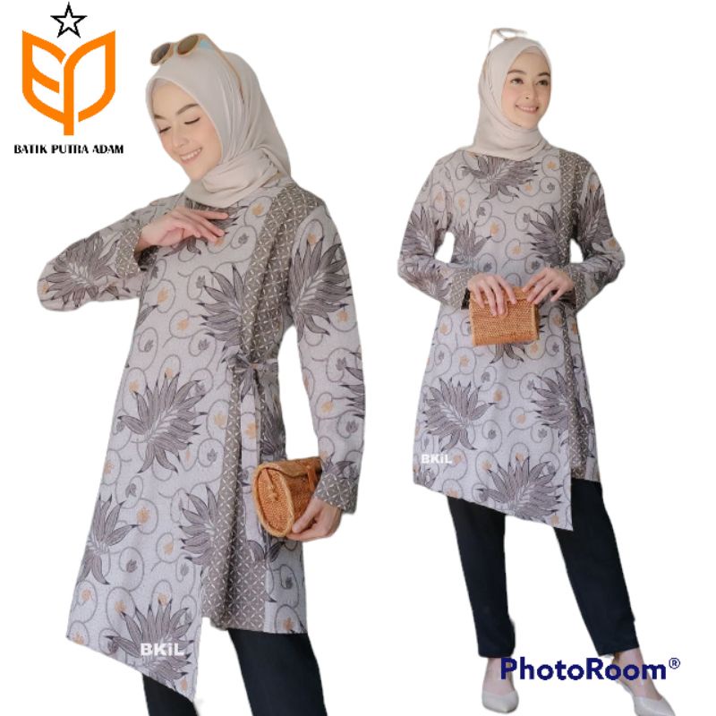 TUNIK BATIK KEKINIAN MODEL MIRING//ATASAN BATIK WANITA KEKINIAN//BAJU BATIK WANITA MODERN