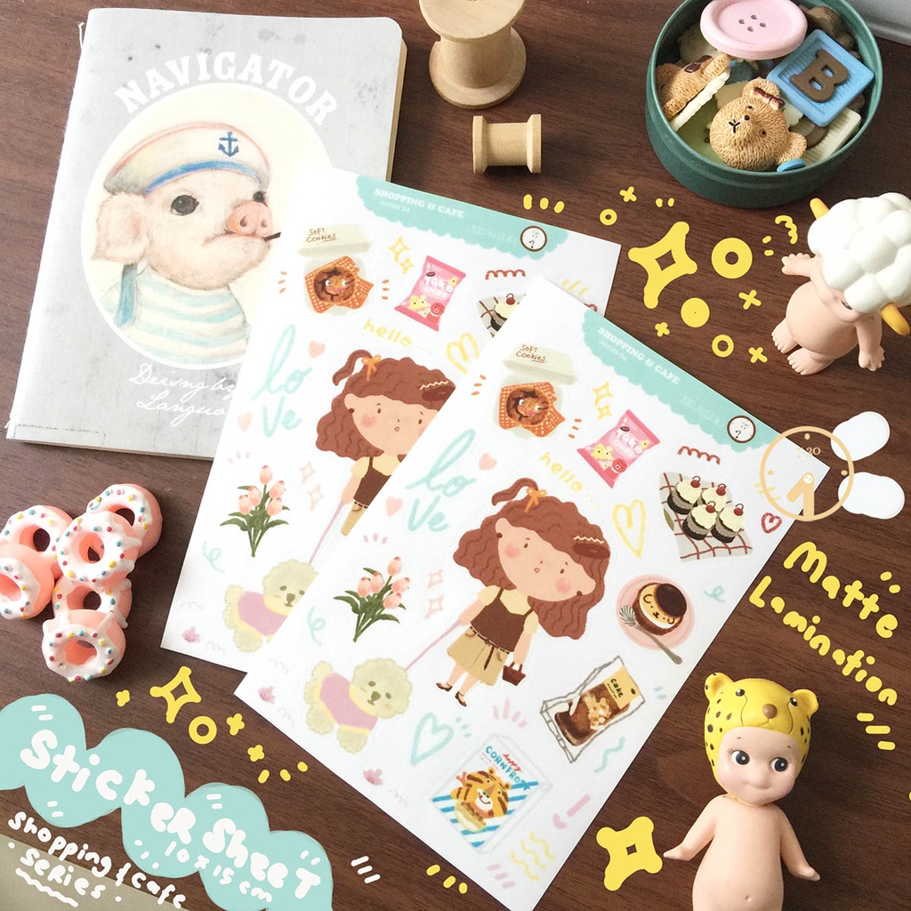 

Shopping & cafe sticker sheet - series 04 - Planner stikcer