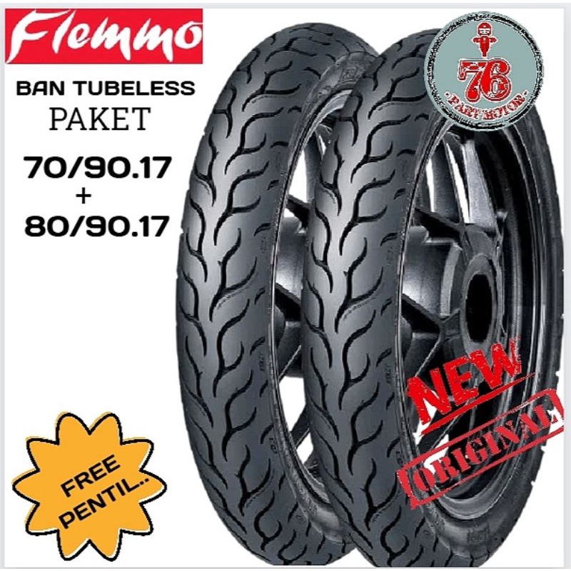 PAKET BAN TUBELESS FDR FLEMMO PRO 70/90 .17 &amp; 80/90 .17 FREE PENTIL