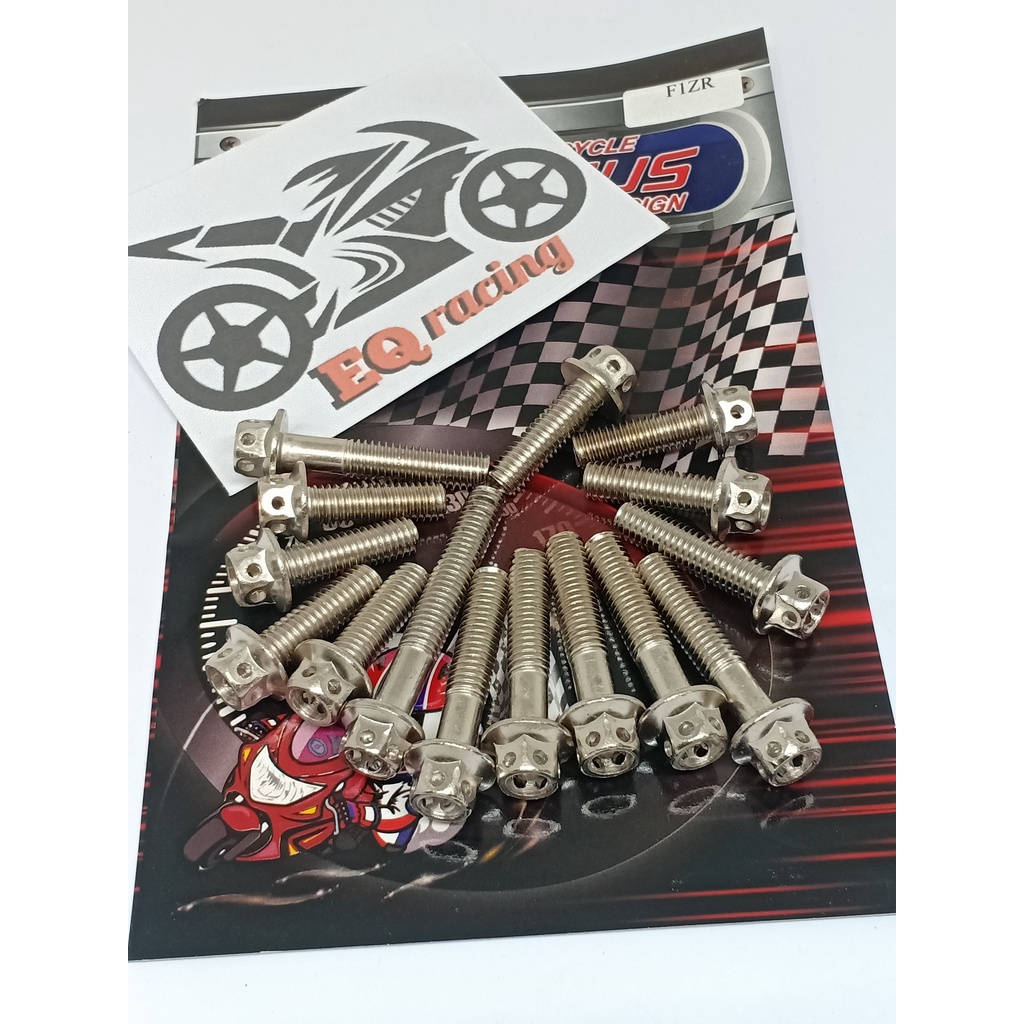 Baut probolt blok mesin F1ZR chrome kiri kanan model flower F1ZR