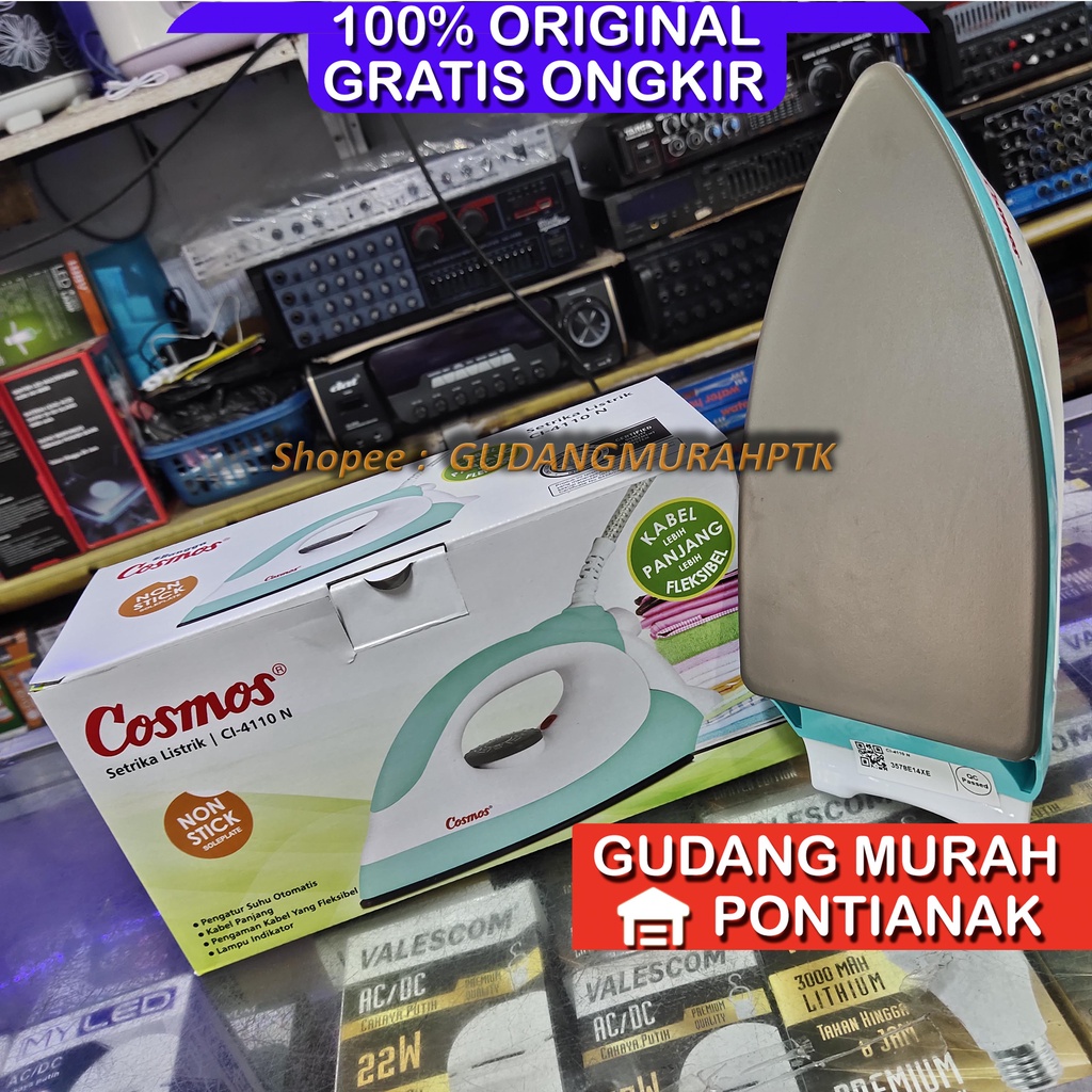 Setrika Cosmos CI-4110N CI 4110 N Dry Iron Non Stick Gosokan Baju Anti Lengket 4110N