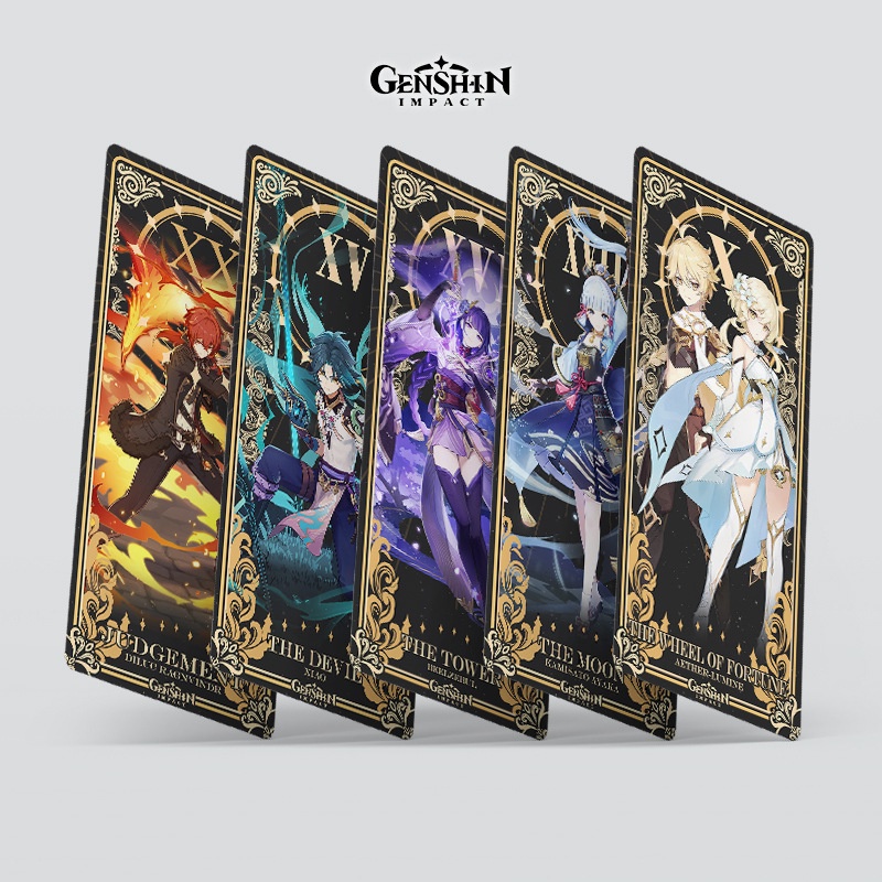 22 Pcs / set Kartu Tarot Desain Anime Komik Genshin Impact Beelzebul Miko Kazuha Untuk Koleksi