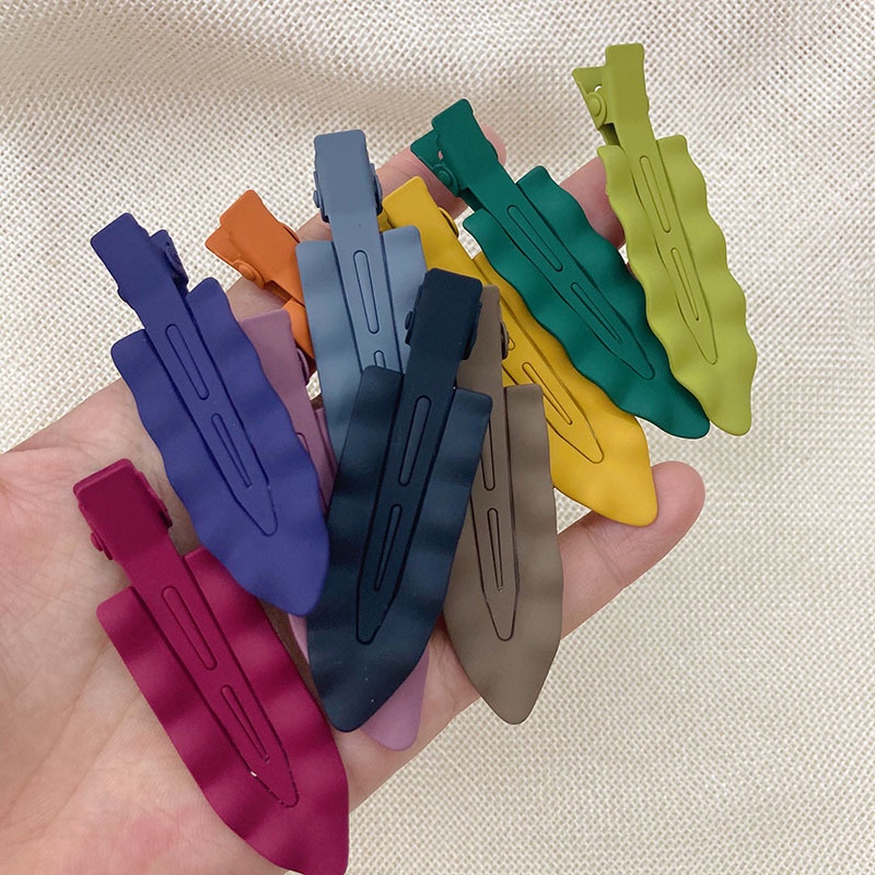 2 Pcs Jepit Rambut Poni Desain Gelombang Warna-Warni Bahan Logam