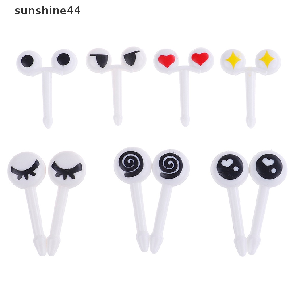 Sunshine 10Pcs Tusuk Gigi Bentuk Mata Kartun mini reusable Untuk Gurun Anak