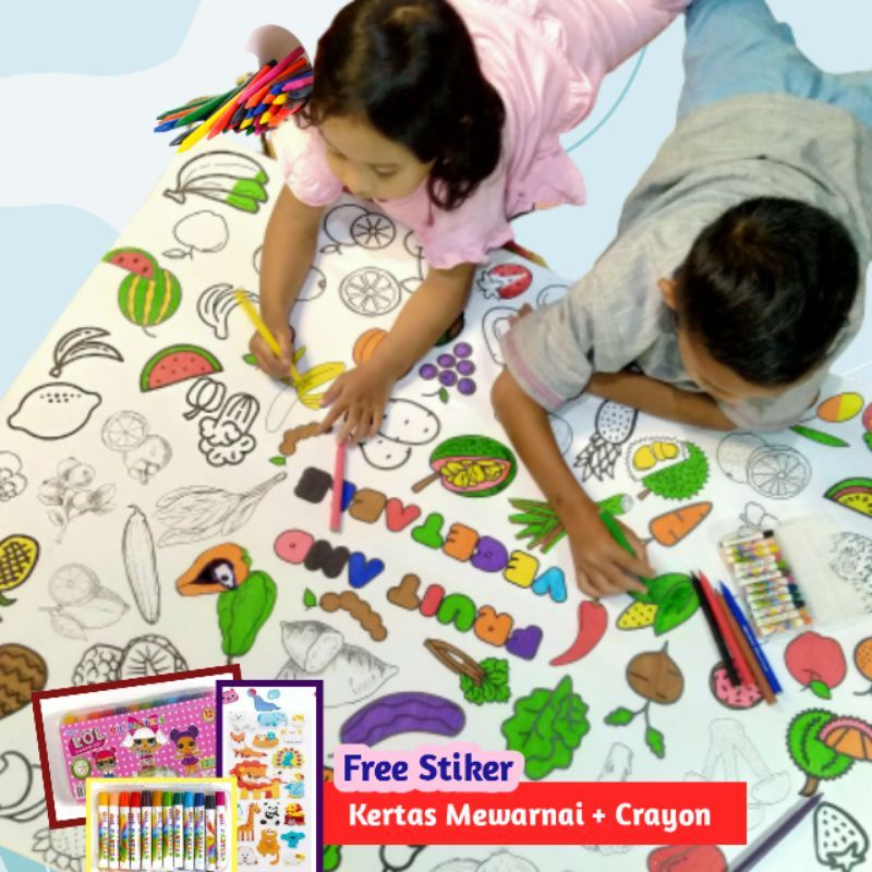 COLORING ME Kertas Mewarnai Jumbo Besar Poster Mewarnai Jumbo ukuran 119cm x 84cm